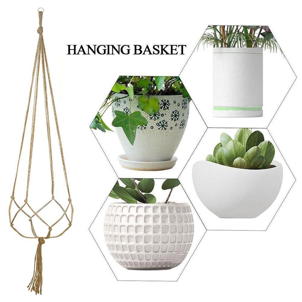 Macrame Hanging Planter Boho Flower Pot Holder for Home, Balcony & Garden Knotted Rope Decor