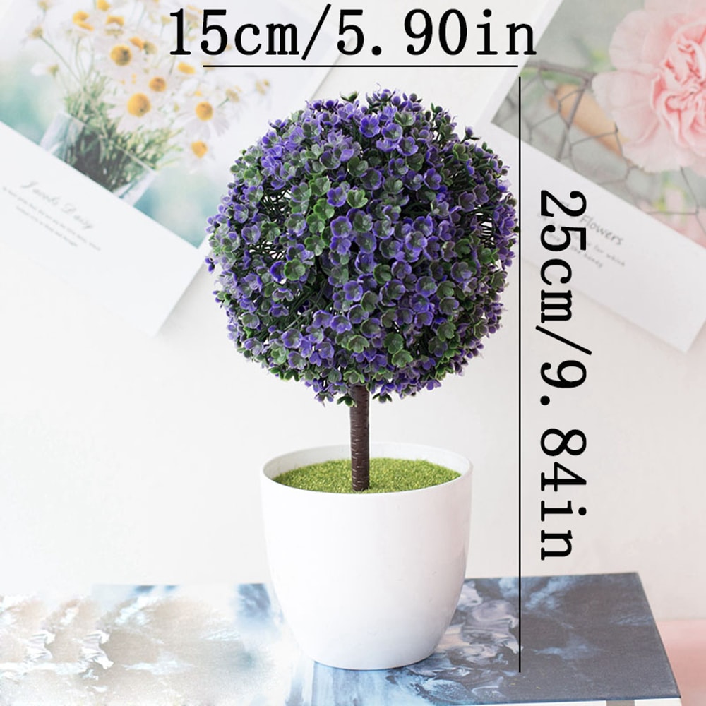 Snow Ball Tree Artificial Bonsai Plant Potted Decorative Ornament For Home Garden Decor Ideal For 8