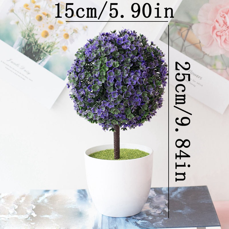 Snow Ball Tree Artificial Bonsai Plant Potted Decorative Ornament For Home Garden Decor Ideal For 8