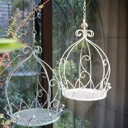 retro metal hanging flower basket sturdy wall mount rack for outdoor & indoor garden decor