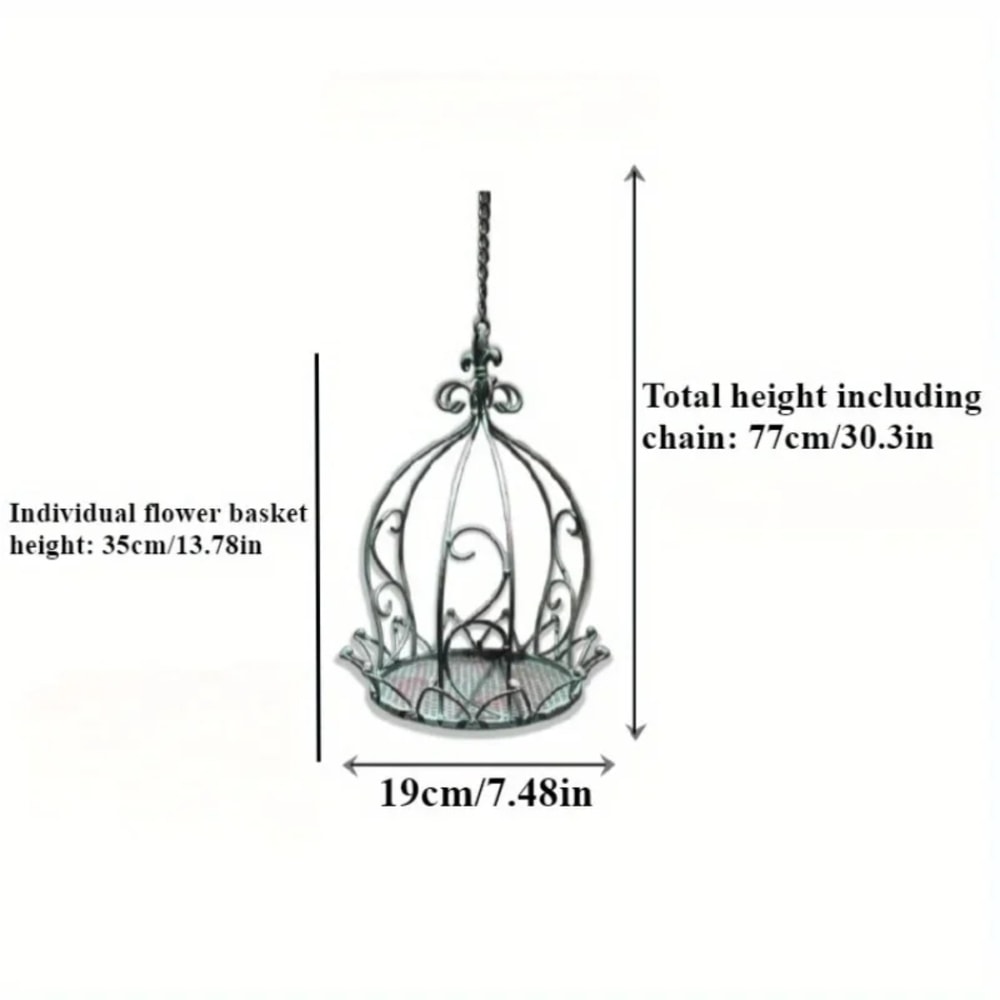 Retro Metal Hanging Flower Basket Sturdy Wall Mount Rack For Outdoor Indoor Garden Decor 3