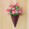 Plastic Hanging Flower Basket Fan shaped Durable Rattan Wall Decoration