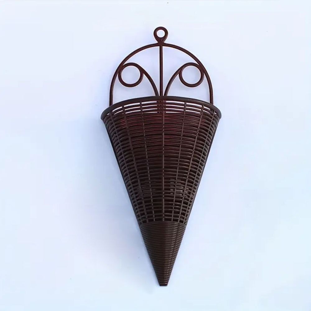 Plastic Hanging Flower Basket Fan shaped Durable Rattan Wall Decoration