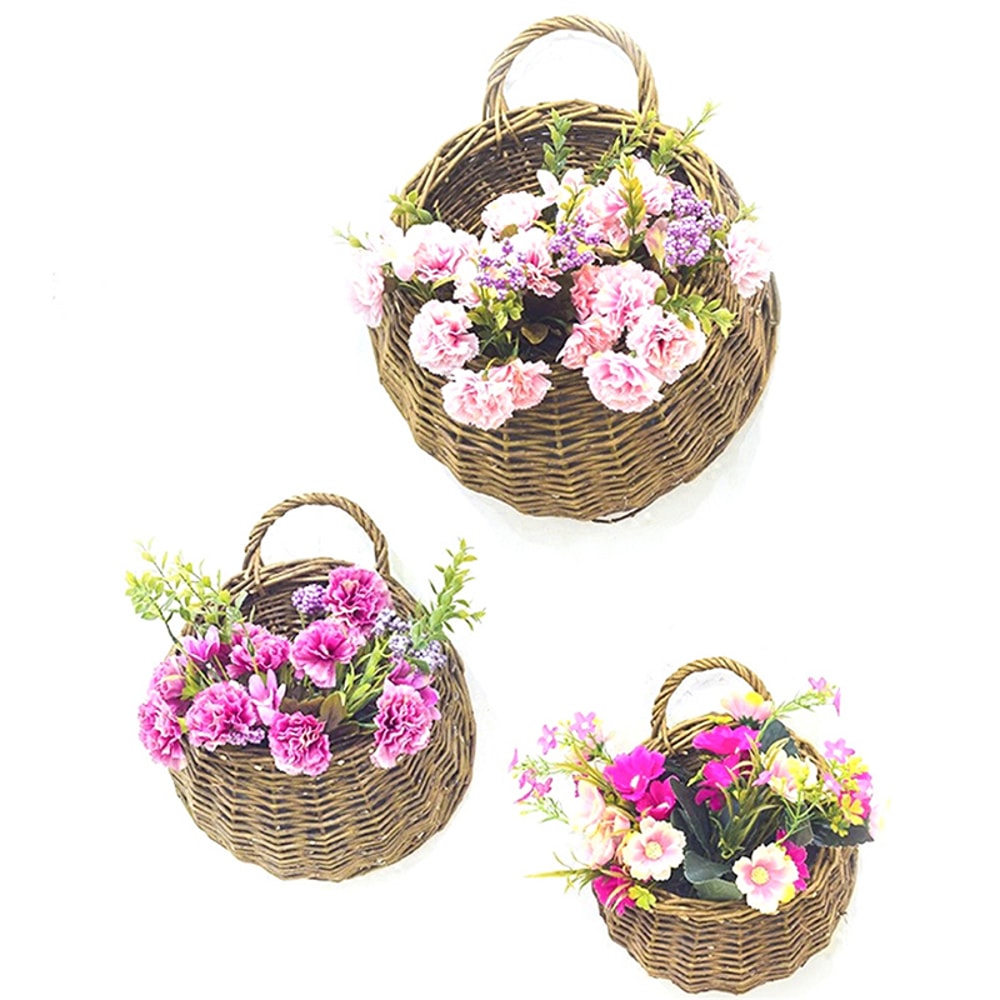 Flower Wall Hanging Wicker Planter Elegant Wicker Basket For Home Garden Decor 3