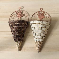 wicker rattan wall hanging planter conical shaped flower pot for garden and home decor