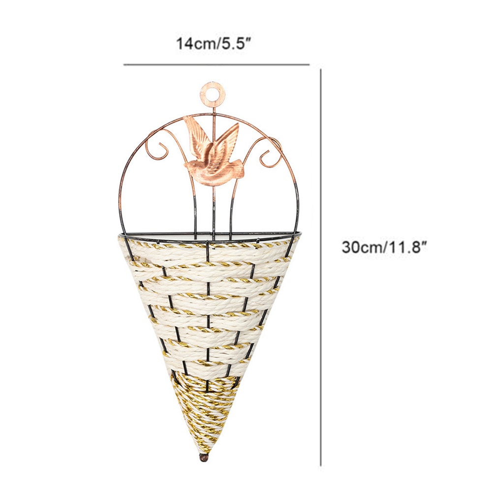 Wicker Rattan Wall Hanging Planter Conical Shaped Flower Pot For Garden And Home Decor 3
