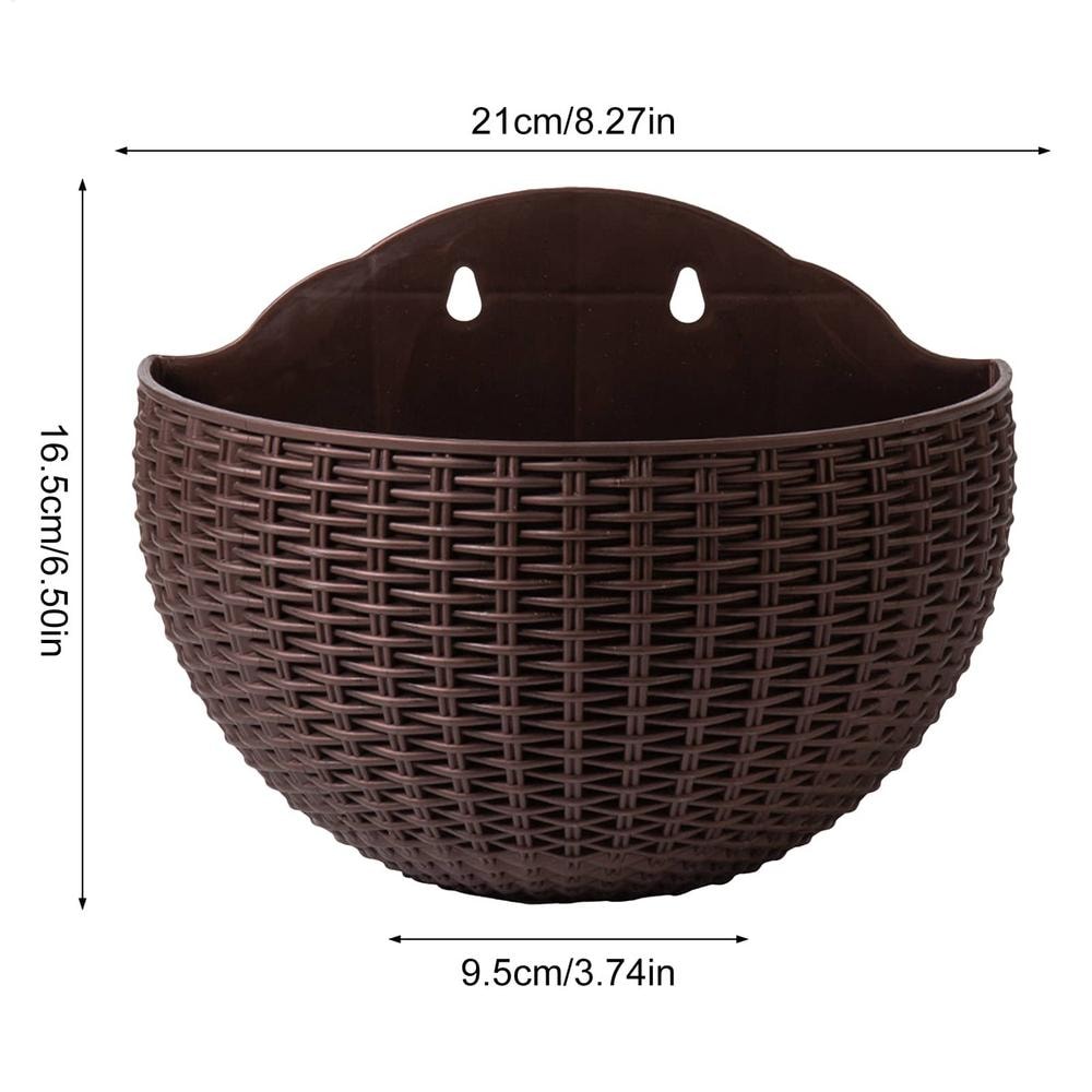 Wall Mounted Imitation Rattan Flower Basket Semi Circular Hanging Planter For Garden Decor 5