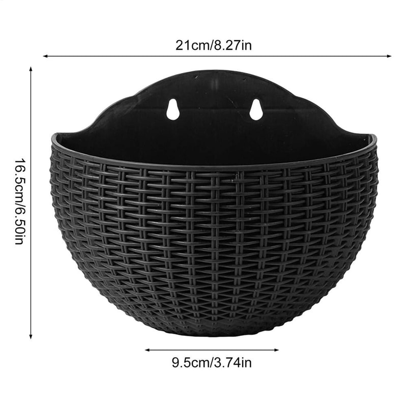 Wall Mounted Imitation Rattan Flower Basket Semi Circular Hanging Planter For Garden Decor 6