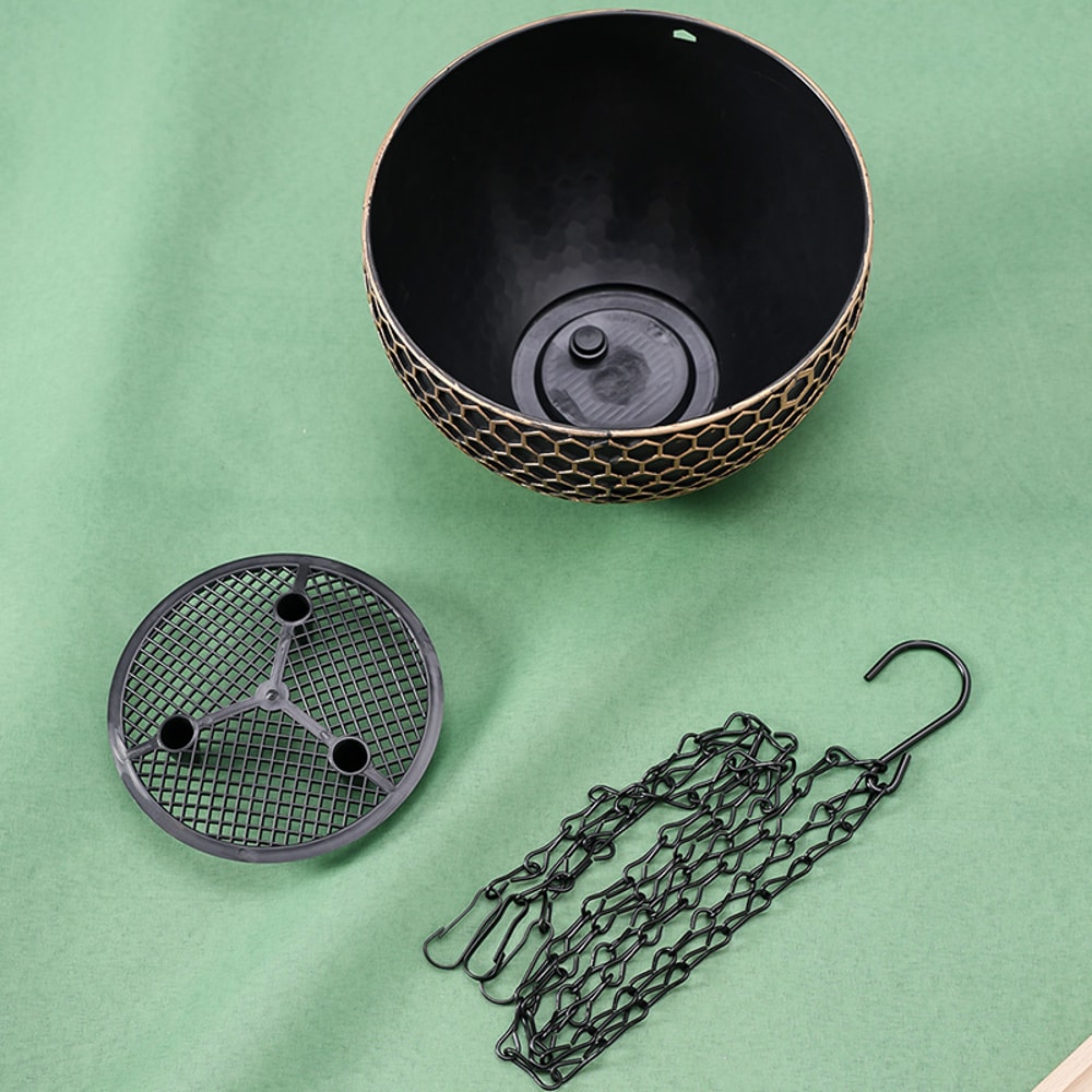 Imitation Rattan Woven Hanging Basket Flower Pot With Chain Home Garden Plant Holder 0