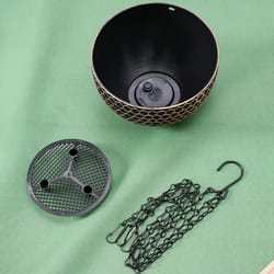 imitation rattan woven hanging basket flower pot with chain home garden plant holder