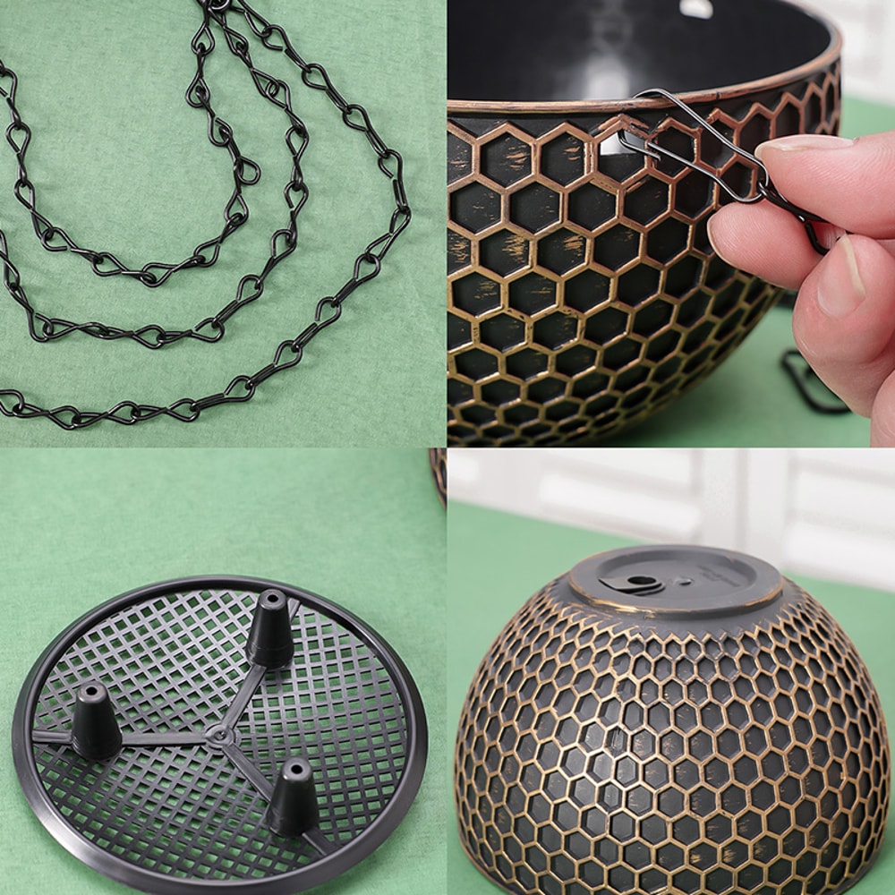 Imitation Rattan Woven Hanging Basket Flower Pot With Chain Home Garden Plant Holder 1