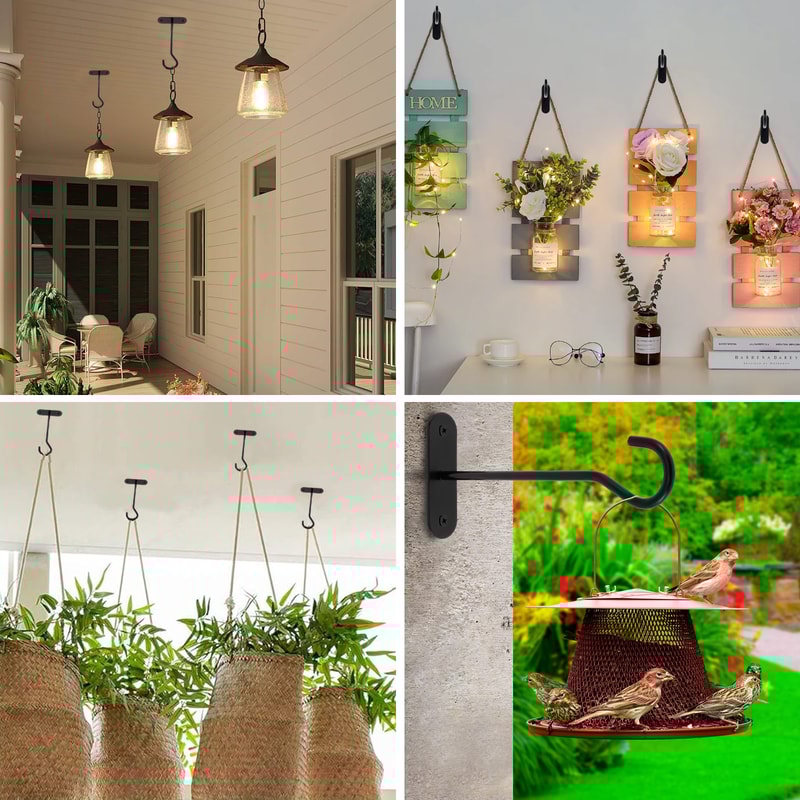 Heavy Duty Metal Plant Hooks For Hanging Baskets Bird Feeders Lanterns Wind Chimes Wall Mounted Out 4