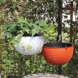 hanging basket planter premium round plastic garden pot with drainer & chain for hanging flowers