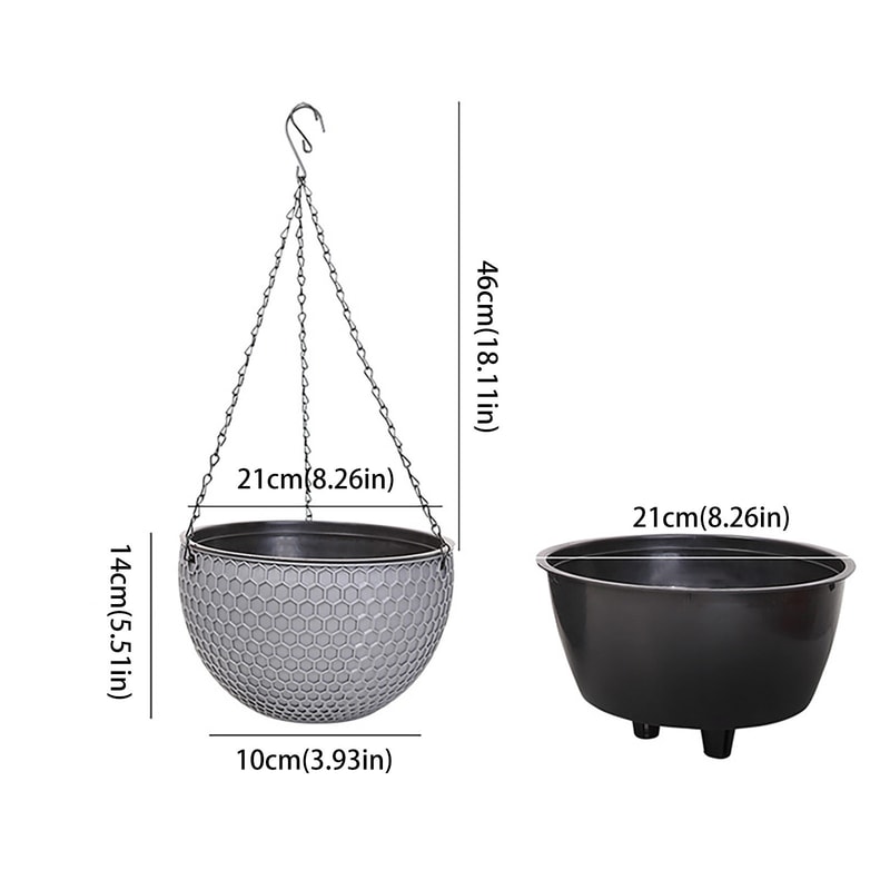 Hanging Basket Planter Premium Round Plastic Garden Pot With Drainer Chain For Hanging Flowers 4