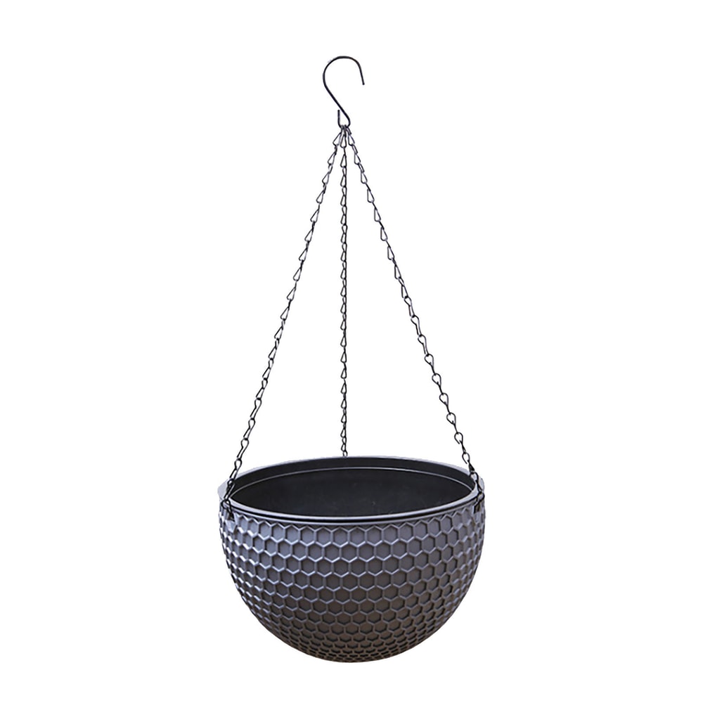 Hanging Basket Planter Premium Round Plastic Garden Pot With Drainer Chain For Hanging Flowers 5
