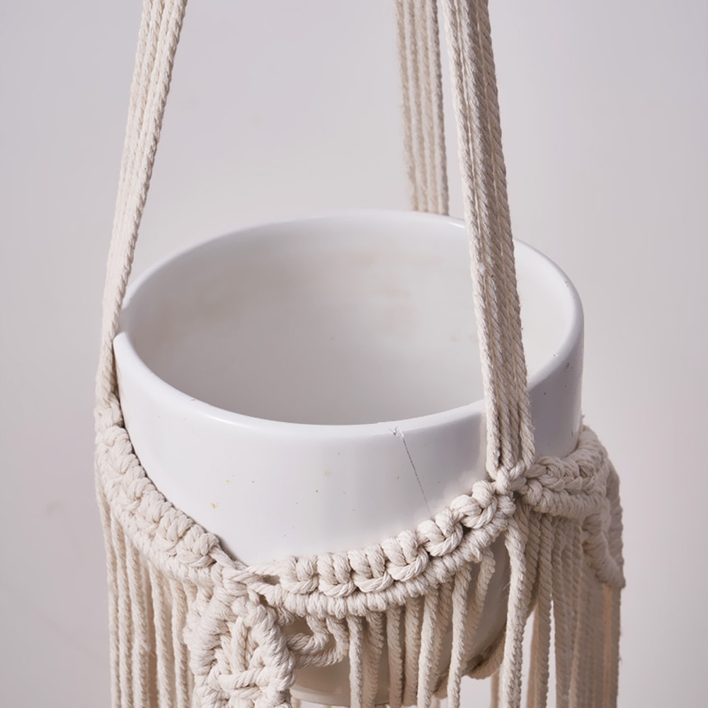 Bohemian Woven Tapestry Flower Basket Handwoven Hanging Plant Pot For Wall Decor Macrame Flowerpot 2