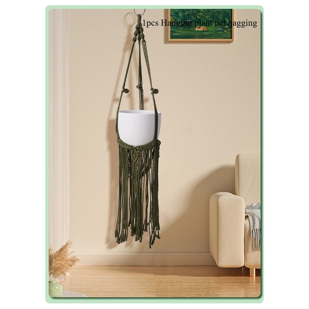 Bohemian Woven Tapestry Flower Basket Handwoven Hanging Plant Pot For Wall Decor Macrame Flowerpot 5