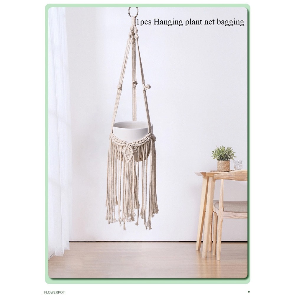Bohemian Woven Tapestry Flower Basket Handwoven Hanging Plant Pot For Wall Decor Macrame Flowerpot 6