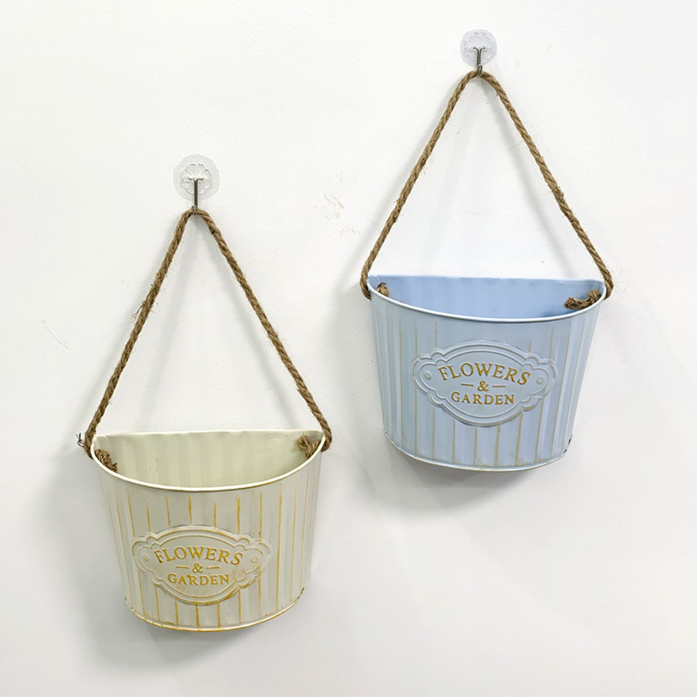 Decorative Hanging Flower Pot Semi Round Wall Basket For Garden Courtyard Balcony 2