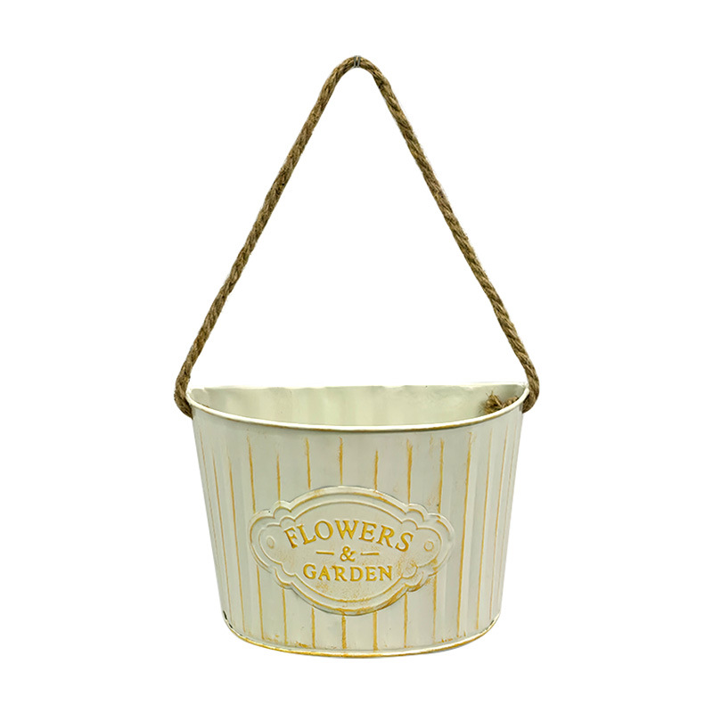 Decorative Hanging Flower Pot Semi Round Wall Basket For Garden Courtyard Balcony 3