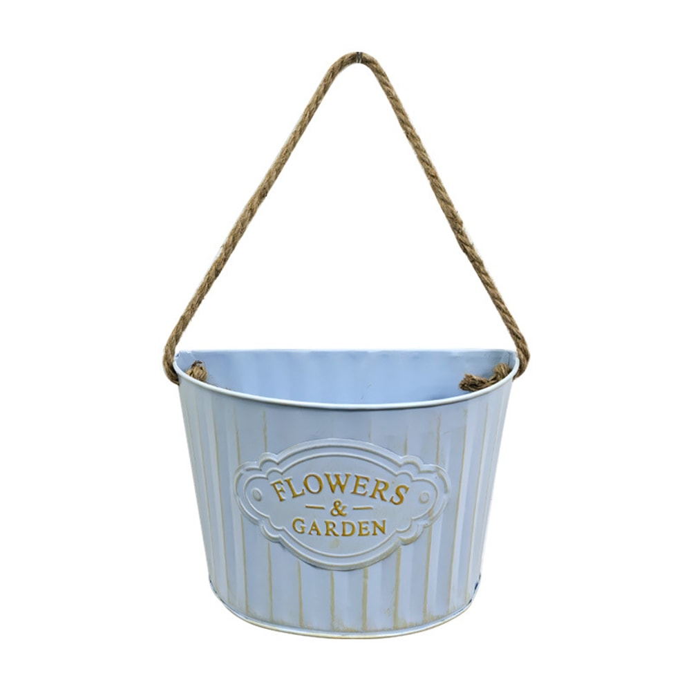 Decorative Hanging Flower Pot Semi Round Wall Basket For Garden Courtyard Balcony 4