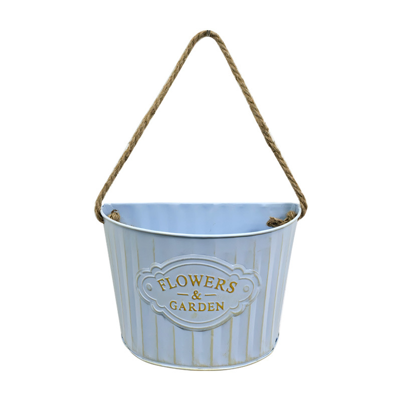 Decorative Hanging Flower Pot Semi Round Wall Basket For Garden Courtyard Balcony 4