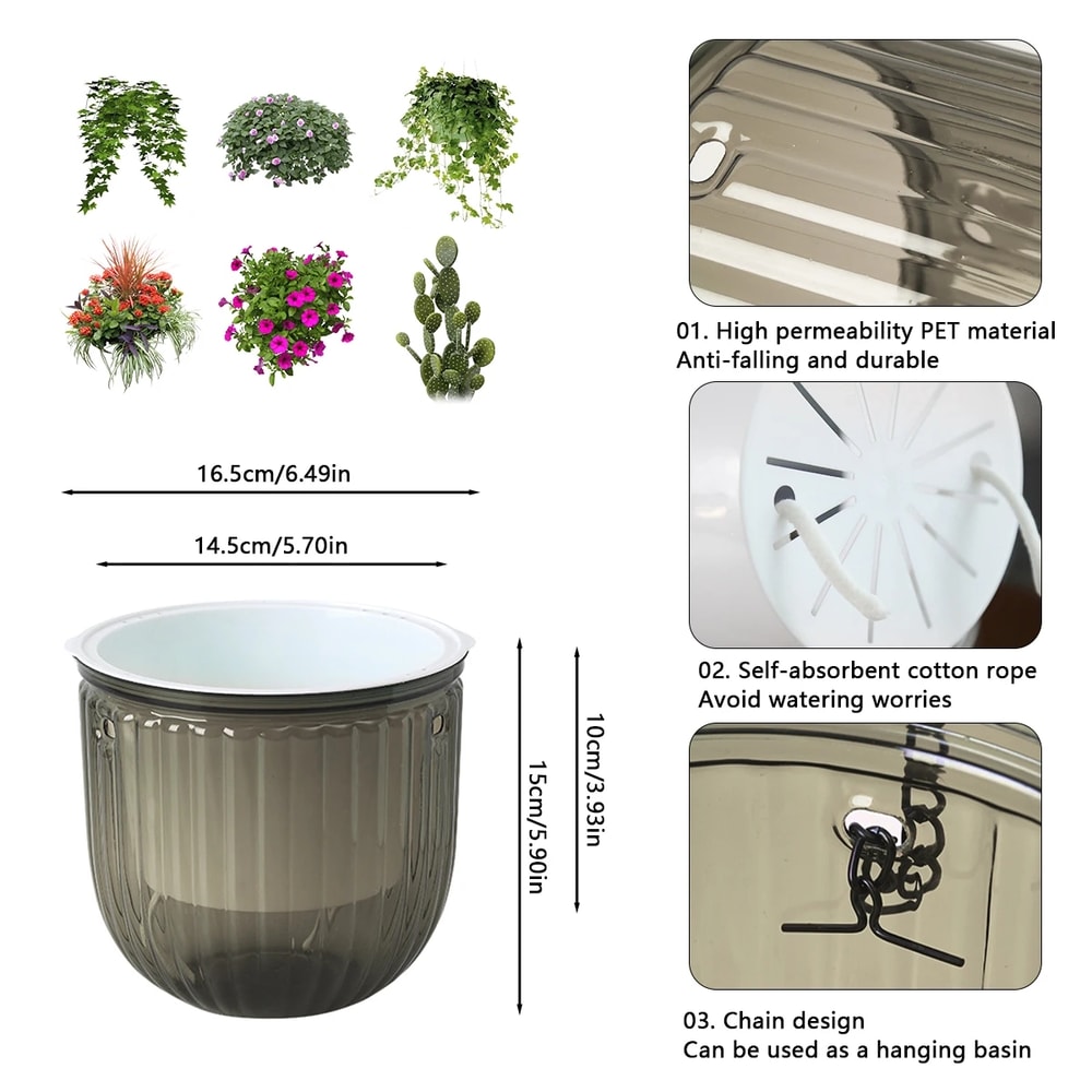 Premium Self Absorbing Hydroponic Flower Pot Thickened Hanging Planter For Indoor Gardening Lazy C 5