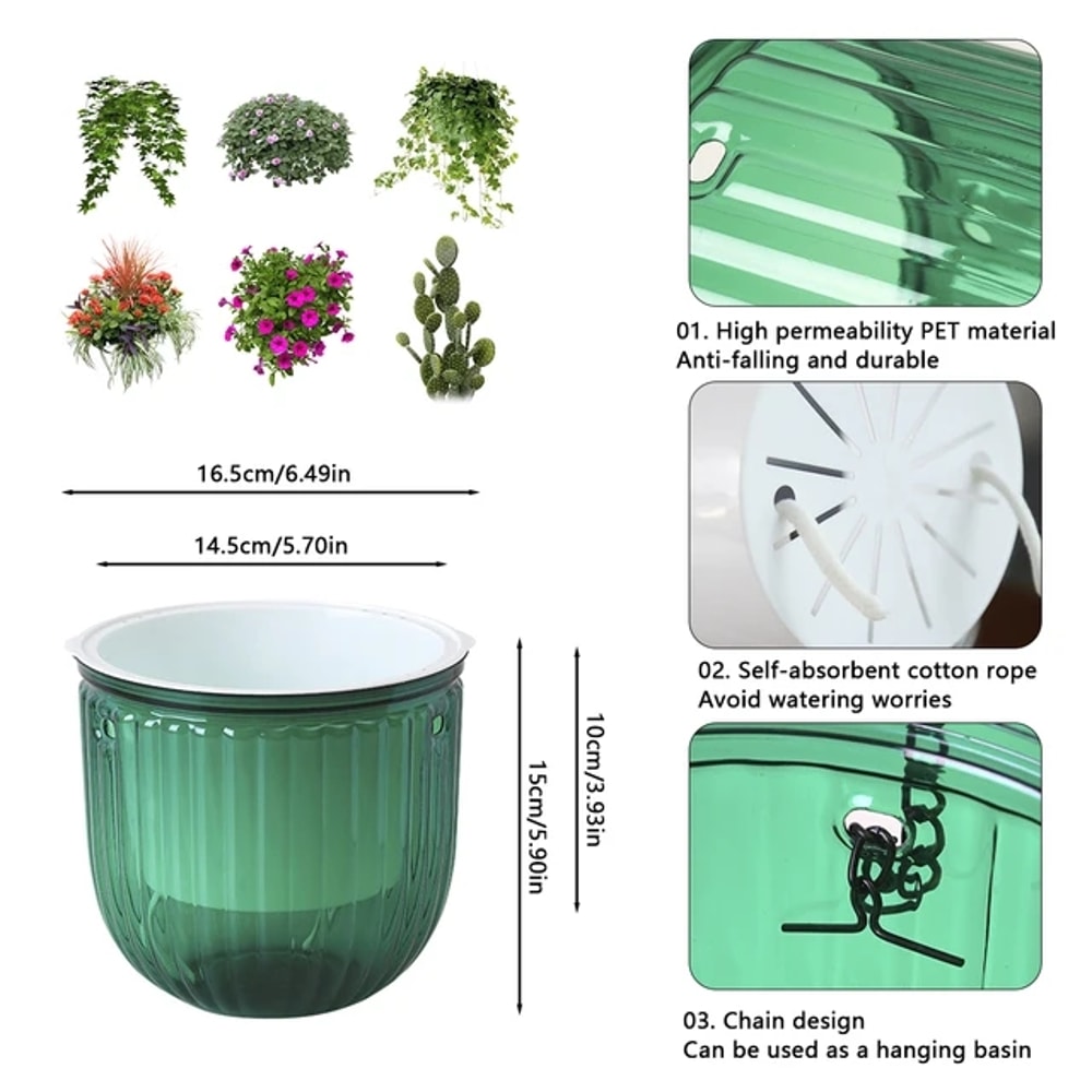 Premium Self Absorbing Hydroponic Flower Pot Thickened Hanging Planter For Indoor Gardening Lazy C 6