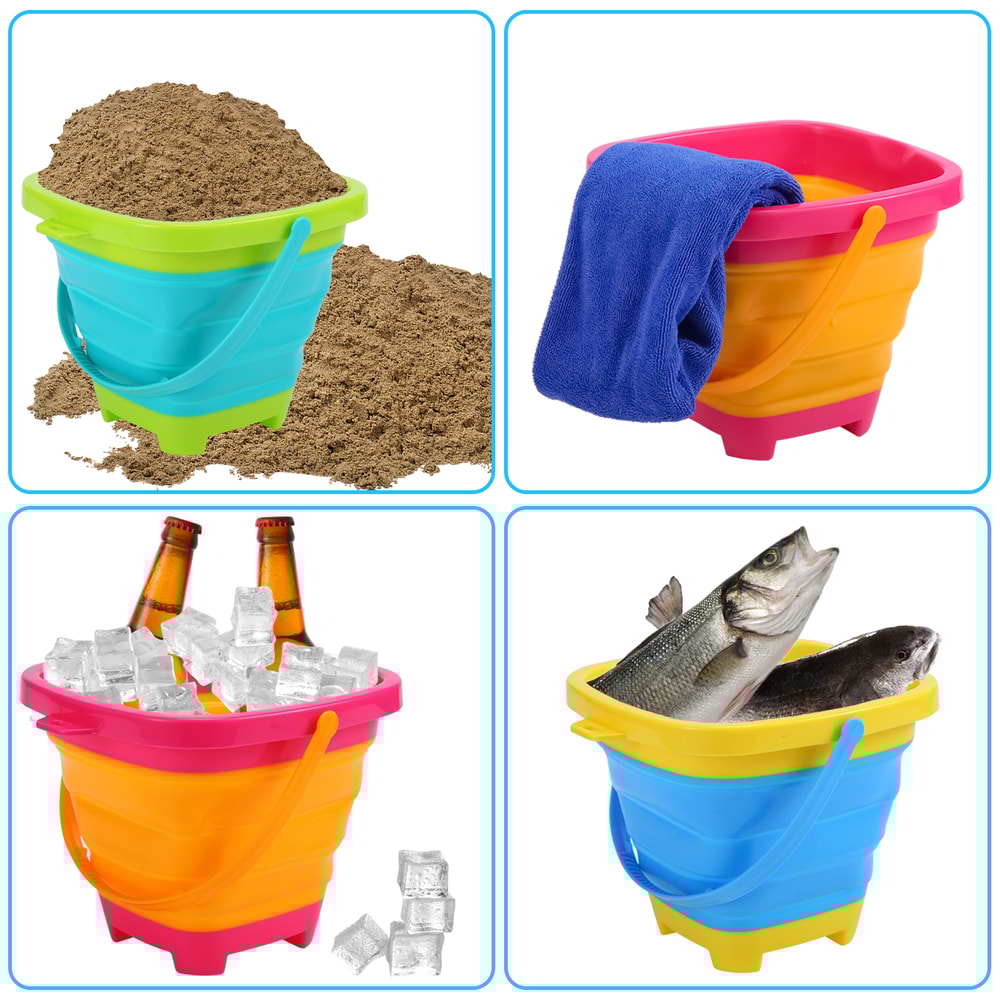 Collapsible Silicone Beach Toy Set for Kids Foldable Travel Bucket & Sand Toys for Summer Outdoor Fun