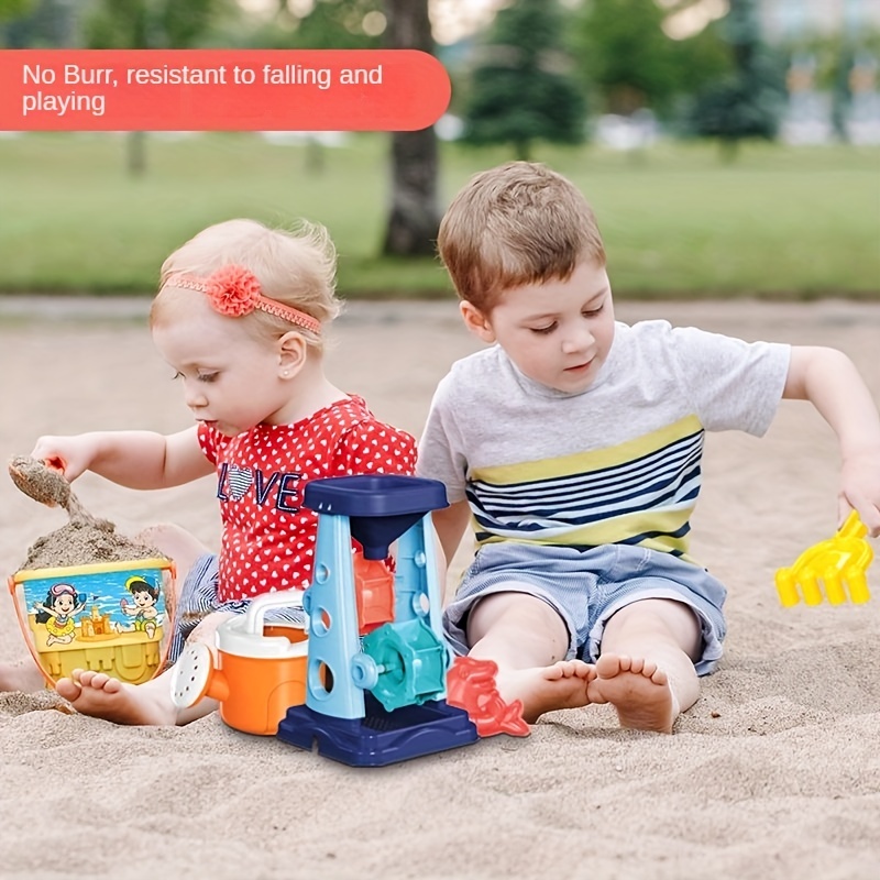 Beach Toy Set for Kids Sand Wheel Bucket Shovel Rake Sailboat & More for Fun Summer Outdoor Play