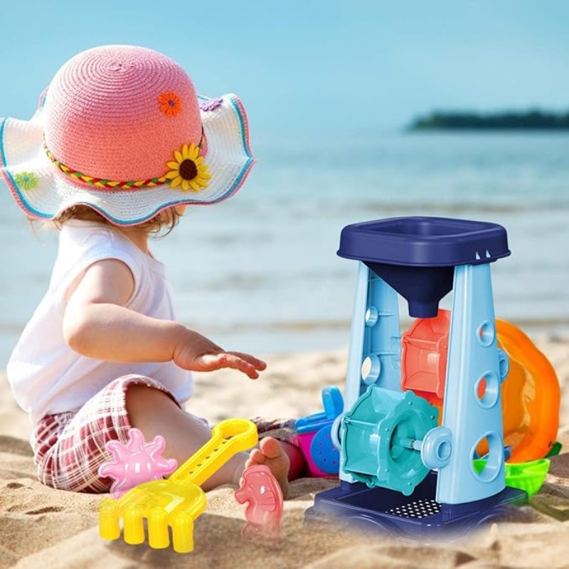 Beach Toy Set for Kids Sand Wheel Bucket Shovel Rake Sailboat & More for Fun Summer Outdoor Play