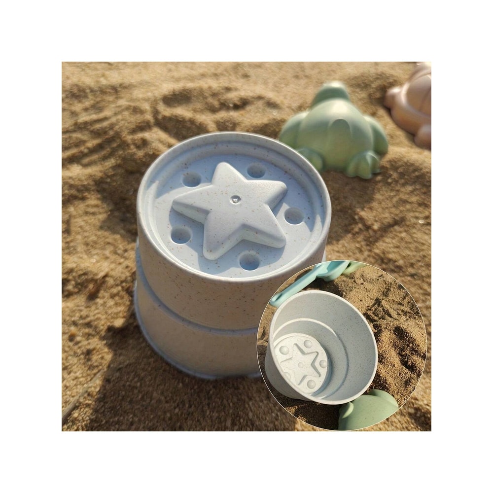 Kids Foldable Beach Bucket Set Soft Silicone With Shovels Rakes Molds Portable And Ideal For Beach 2