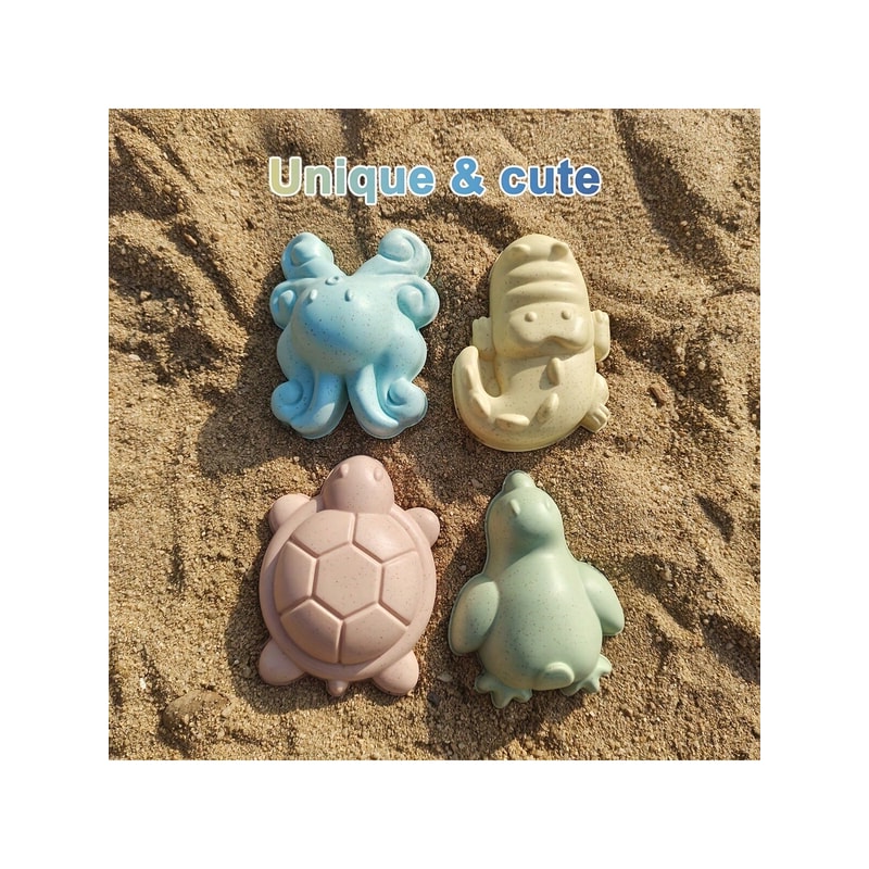 Kids Foldable Beach Bucket Set Soft Silicone With Shovels Rakes Molds Portable And Ideal For Beach 3