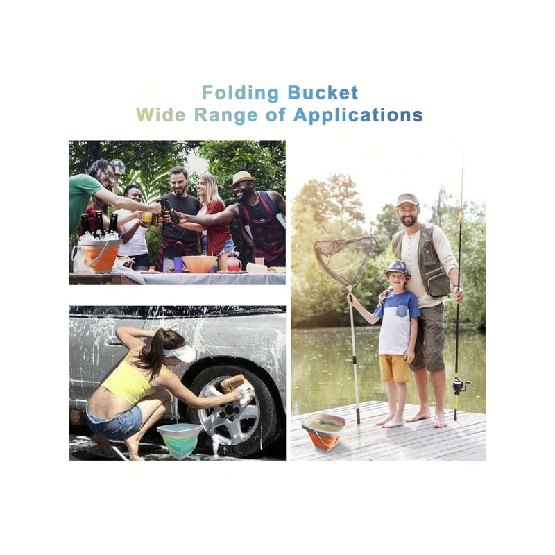 Kids Foldable Beach Bucket Set Soft Silicone With Shovels Rakes Molds Portable And Ideal For Beach 5