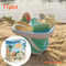 Kids Foldable Beach Bucket Set Soft Silicone With Shovels Rakes Molds Portable And Ideal For Beach 8