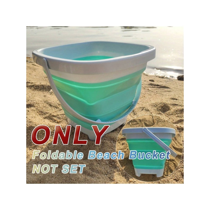 Kids Foldable Beach Bucket Set Soft Silicone With Shovels Rakes Molds Portable And Ideal For Beach 7