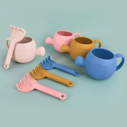 baby beach toy set for kids sand play rake watering pot & silicone beach tools for outdoor fun