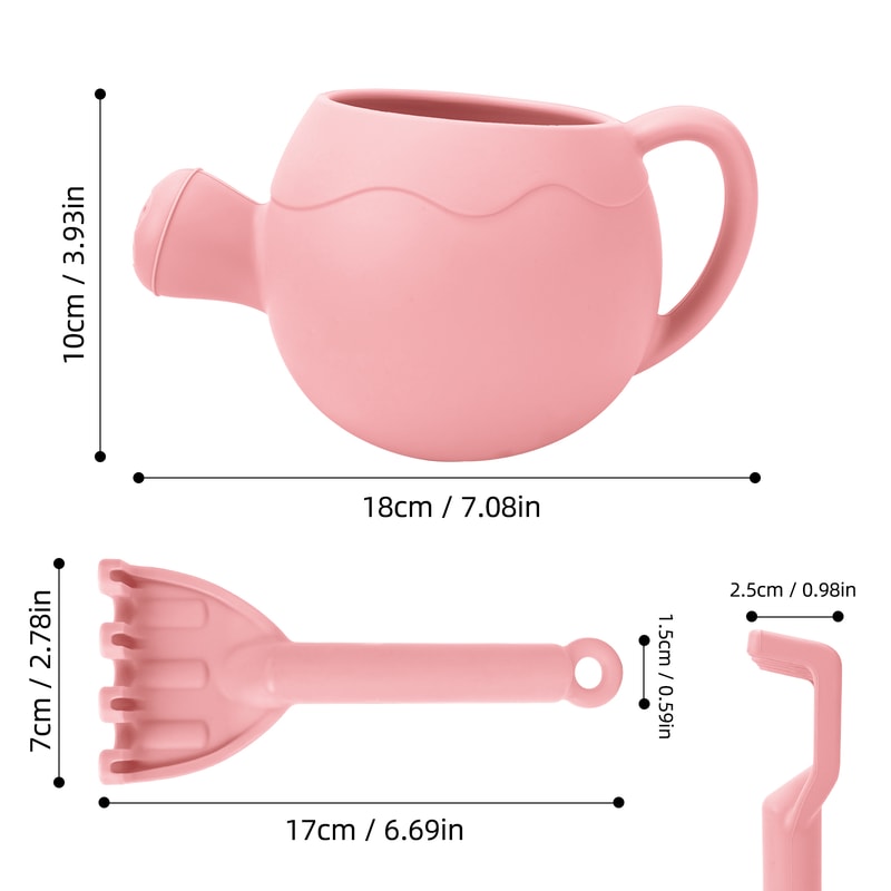 Baby Beach Toy Set for Kids Sand Play Rake Watering Pot & Silicone Beach Tools for Outdoor Fun