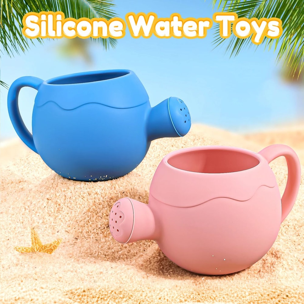 Baby Beach Toy Set for Kids Sand Play Rake Watering Pot & Silicone Beach Tools for Outdoor Fun