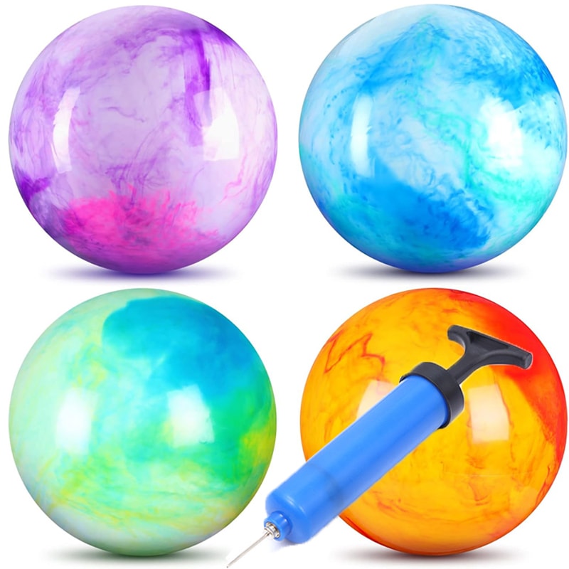 Marbleized Inflatable Bouncy Balls For Kids Perfect For Indoor Outdoor Play 0