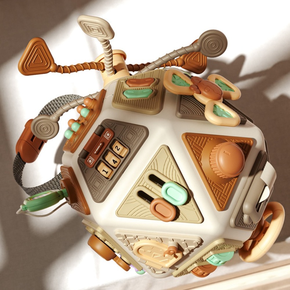 Montessori Baby Busy Board Cube Sensory Toys Toddler Educational Travel Lock Box for Fine Motor Skill Development