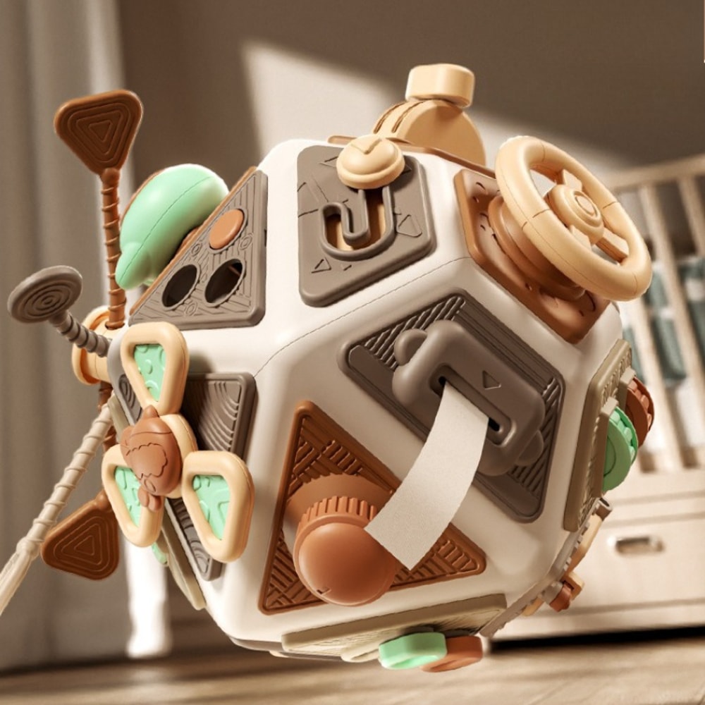 Montessori Baby Busy Board Cube Sensory Toys Toddler Educational Travel Lock Box for Fine Motor Skill Development