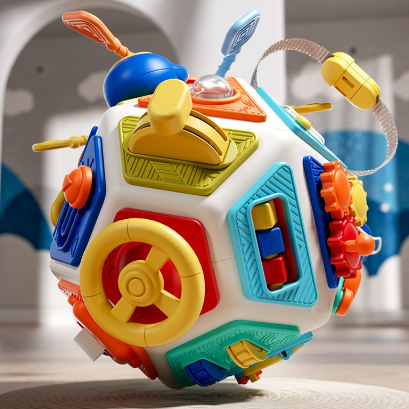 Montessori Baby Busy Board Cube Sensory Toys Toddler Educational Travel Lock Box for Fine Motor Skill Development