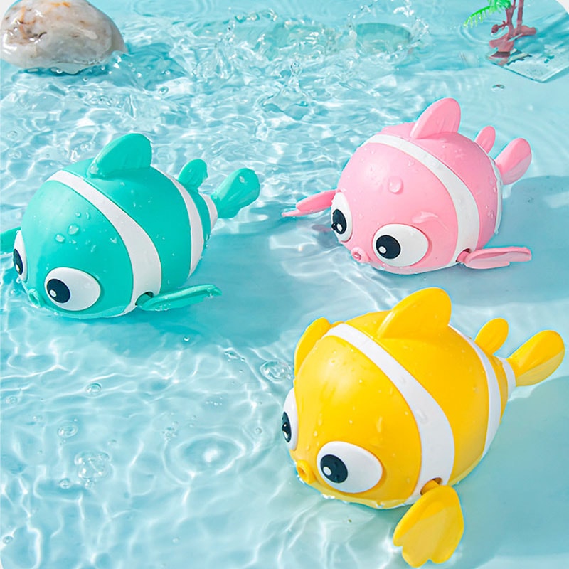 Cute Swimming Clown Fish Bath Toy For Toddlers Floating Wind Up Bathtub Toy For Newborns And Babies 0