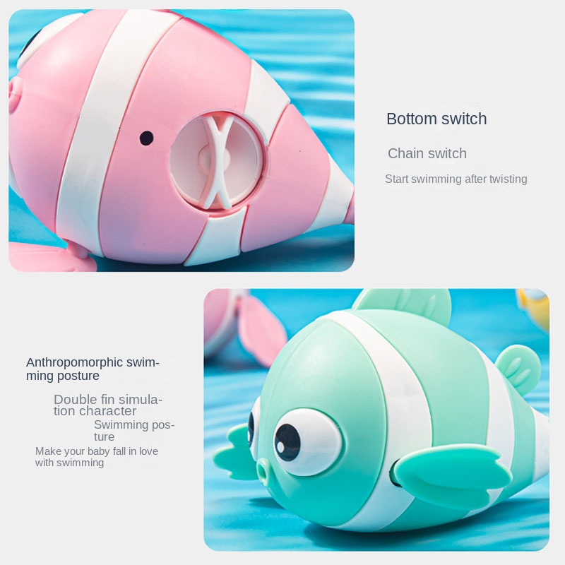 Cute Swimming Clown Fish Bath Toy For Toddlers Floating Wind Up Bathtub Toy For Newborns And Babies 2