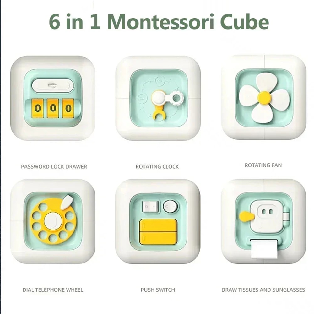 Montessori Sensory Busy Board Educational Drawer Cube For Baby Skills Development 4