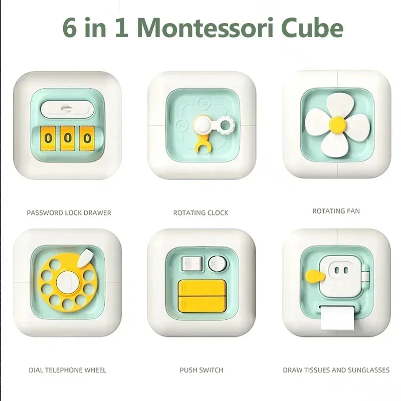 Montessori Sensory Busy Board Educational Drawer Cube For Baby Skills Development 4