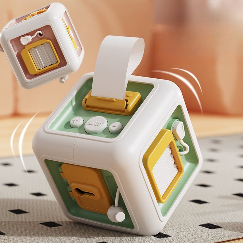 Montessori Sensory Busy Board Educational Practice Skills Drawer Cube For Kids 0