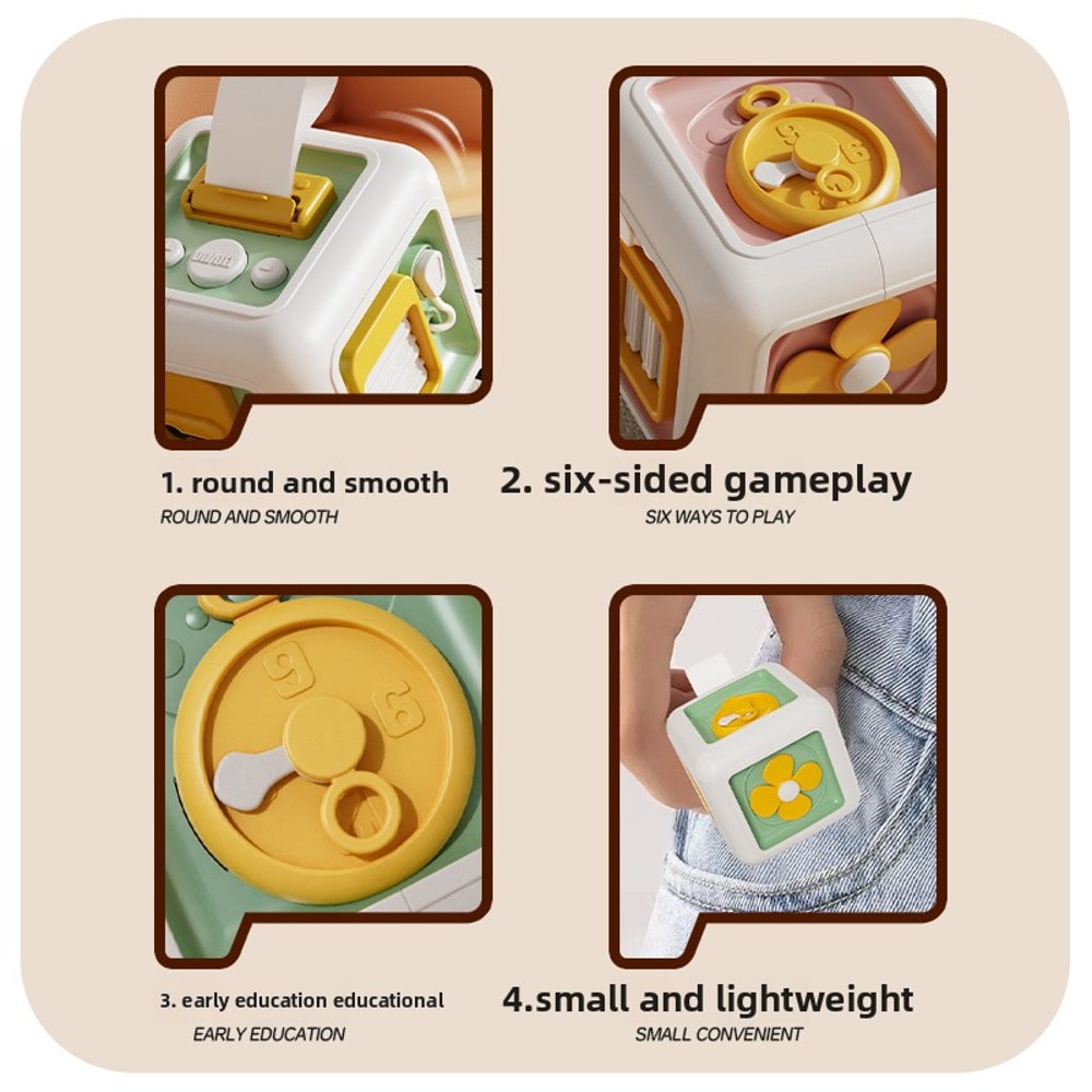 Montessori Sensory Busy Board Educational Practice Skills Drawer Cube For Kids 2