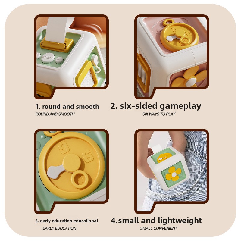 Montessori Sensory Busy Board Educational Practice Skills Drawer Cube For Kids 2